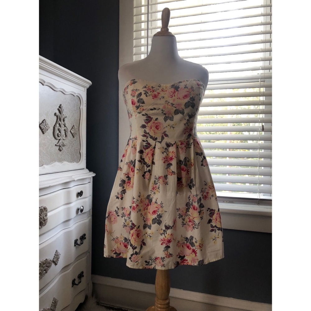 Strapless Corset Style Floral Dress